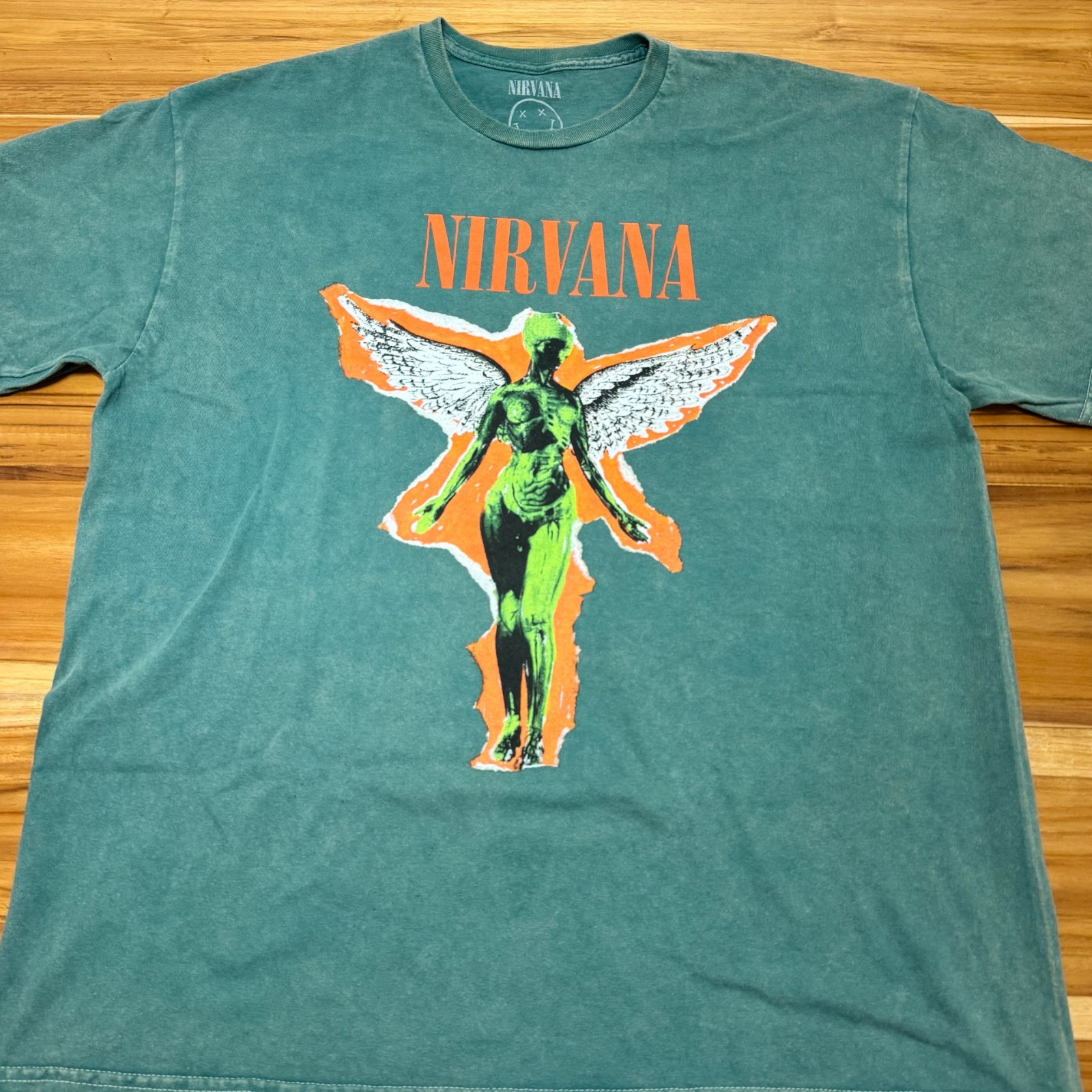 Nirvana In Utero T-Shirt Mens XL Faded Green Grunge Kurt Cobain Band Tee 2021 gallery