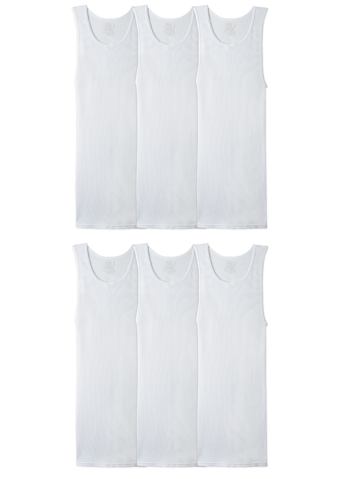 Fruit of The Loom Men's TagFree Tank AShirt, Big Man 6 Pack White, 4XLarge gallery