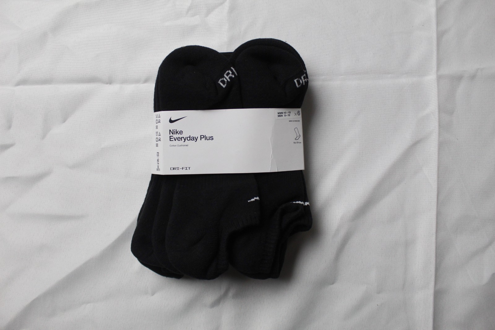 Nike Unisex Everyday Plus No Show Sock 6-Pack Black Large Asst SKU/Contents