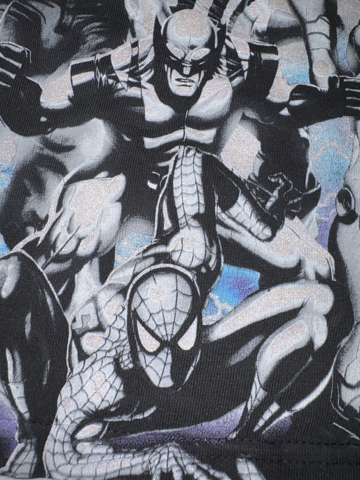 Y2K Kids Black Marvel Universe Graphic Print Crew Neck Short Sleeve T-Shirt gallery