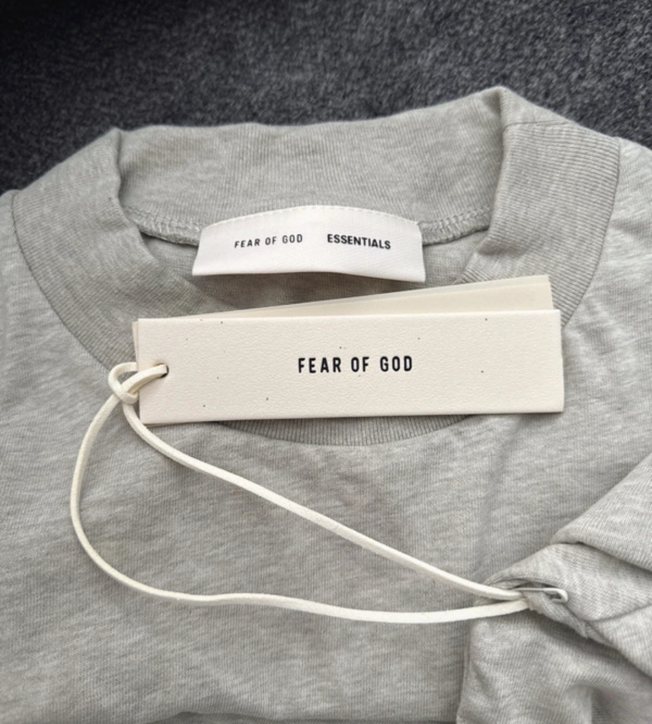 Fear of God Essentials Logo Gray Crew Neck Short Sleeve Cotton Jersey Tee L gallery