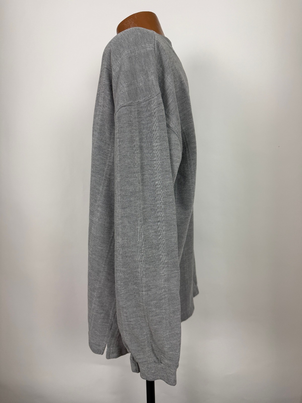 Vintage 90s Ribbed Henley Men XL Oversized Drop Shoulder Minimalist Grunge Heavy gallery