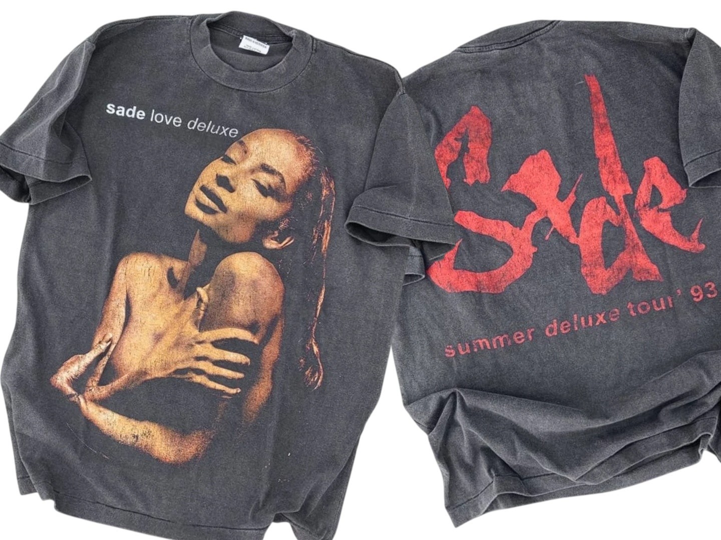 Vintage SADE T shirt XL LOVE DELUXE Summer Tour 1993 Black Faded Modern REPRINT gallery