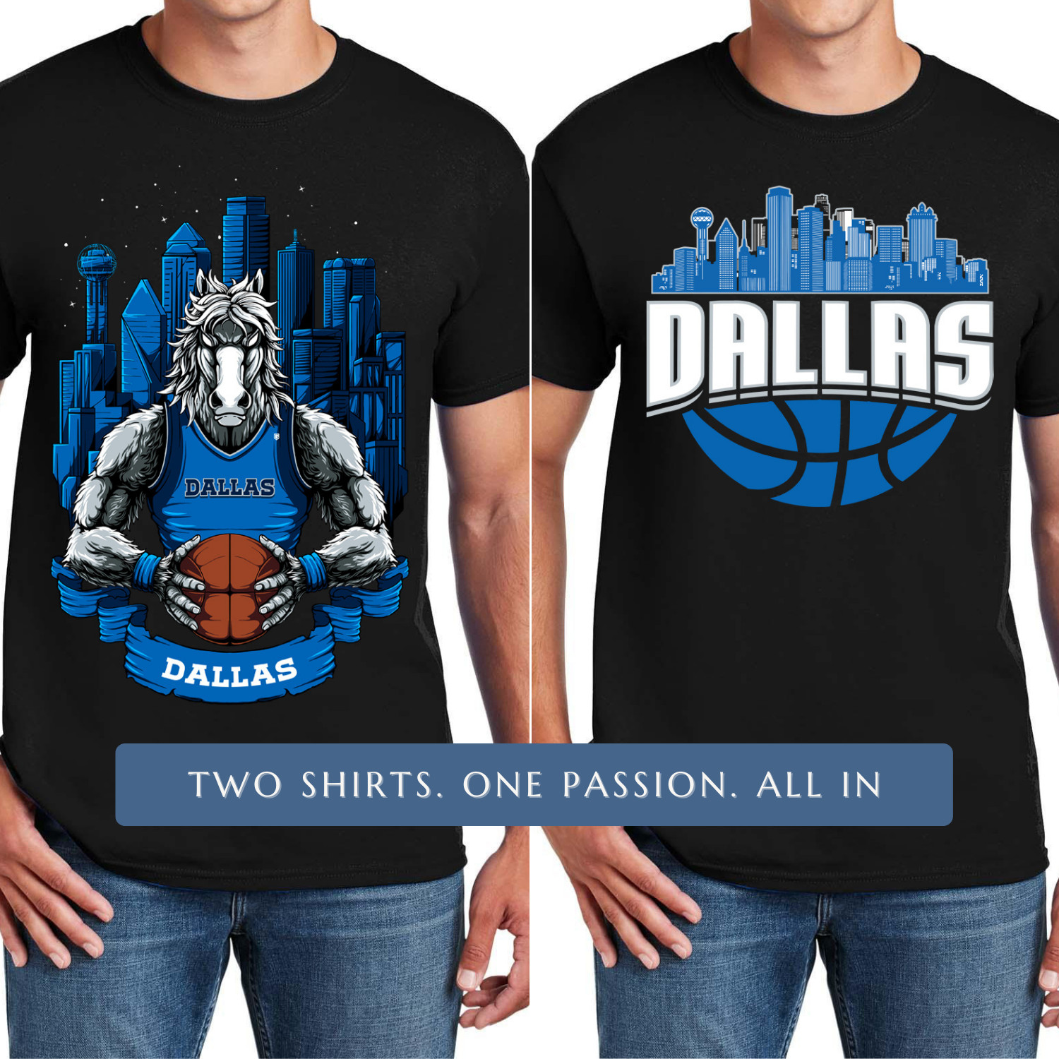 Dallas Basketball 2-Pack Shirt Bundle Gameday Sports Fan Tee Mens T-shirt