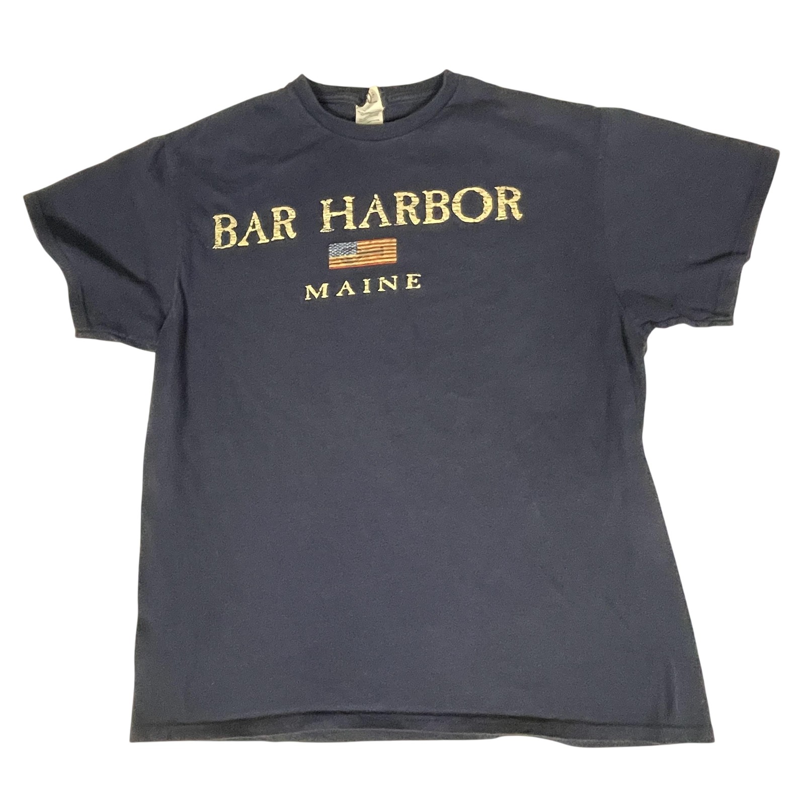 Bar Harbor Maine Shirt Mens Large Blue Delta Pro Weight USA Flag Graphic gallery