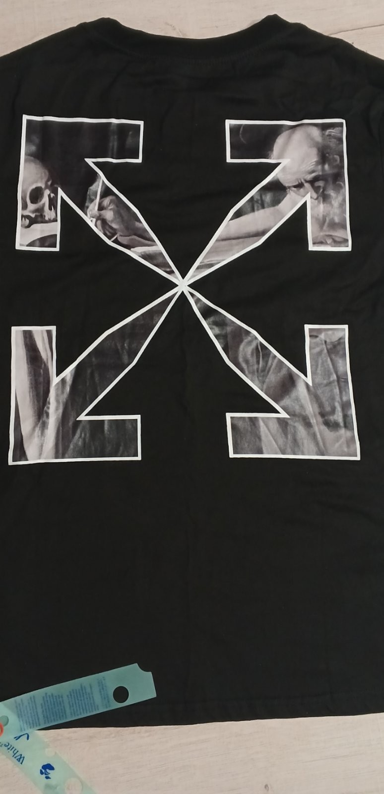NWT Off-White Black Cotton T-Shirt Hand Logo Graphic Short Sleeve Mens Size [Siz gallery