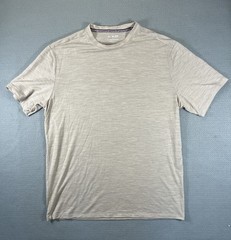 01.Algo Merino Wool Blend Performance Short Sleeve Heathered Beige Men’s Large