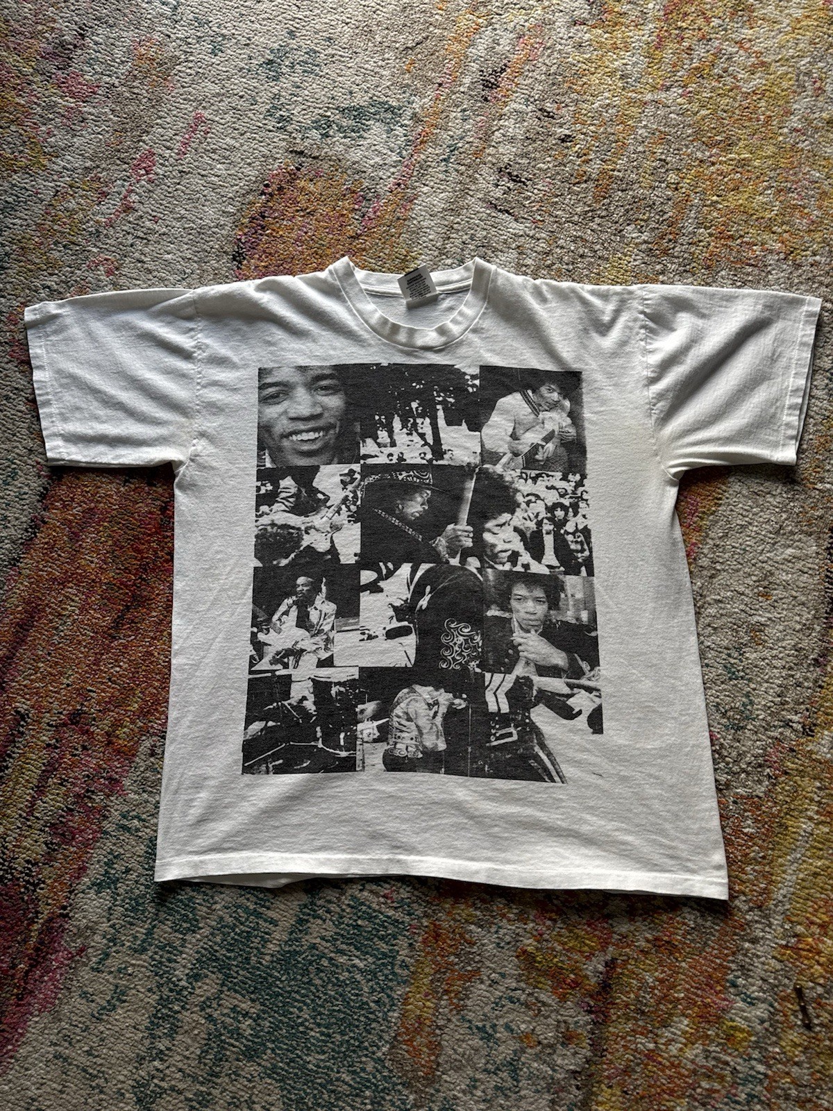 Vintage 90s Jimi Hendrix Photo Collage Graphic Tee Shirt White XL