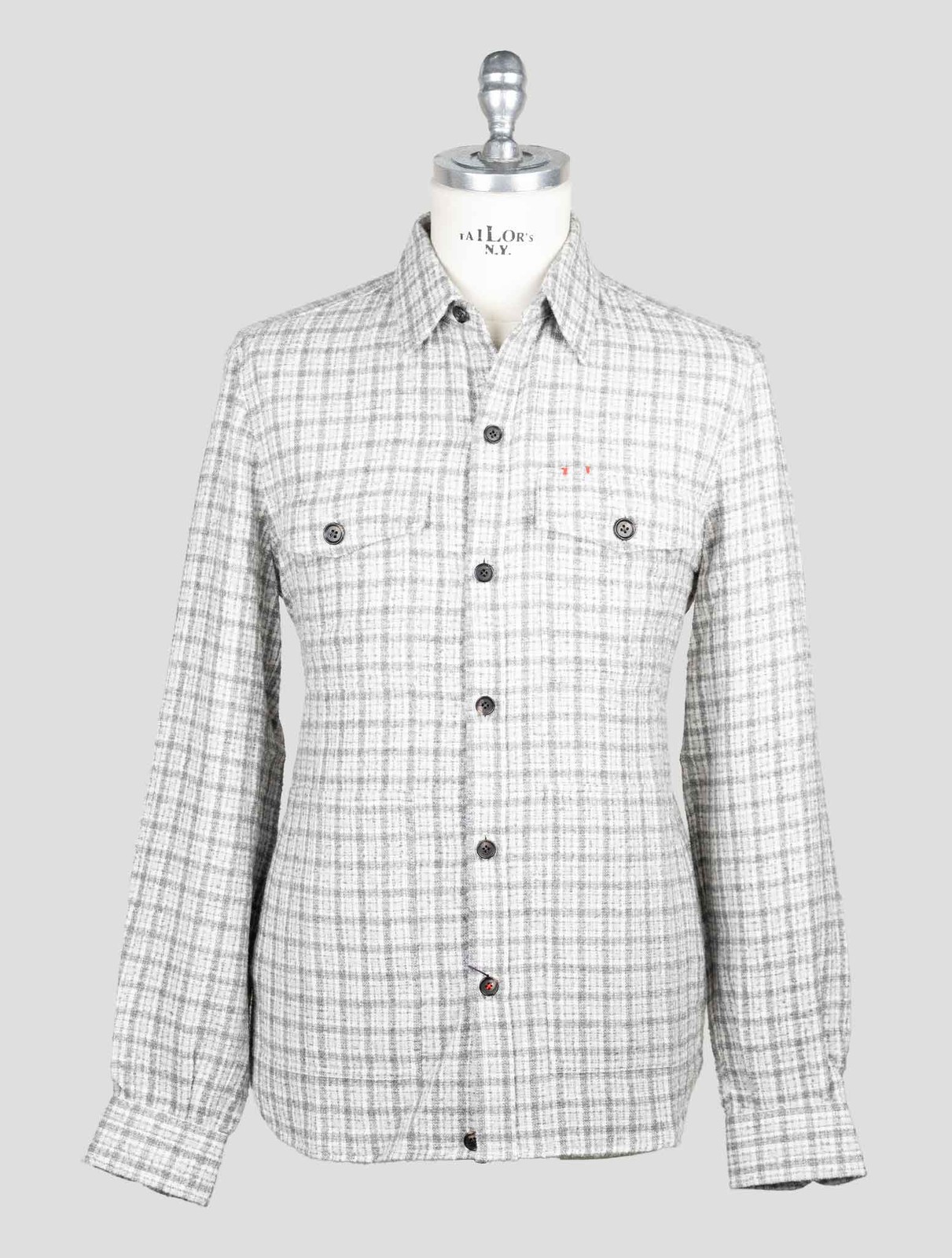 NEW ISAIA GRAY WHITE CASHMERE SILK OVERSHIRT EU 56 - US 46 - 2XL I258 gallery