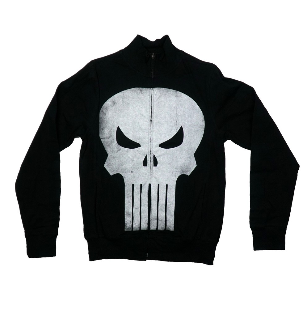 The Punisher Mens Zip Up Jacket – Classic Distressed Logo