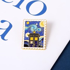 Police Box Stamp Enamel Pin Starry Night Metal Badge Brooch For Backpacks