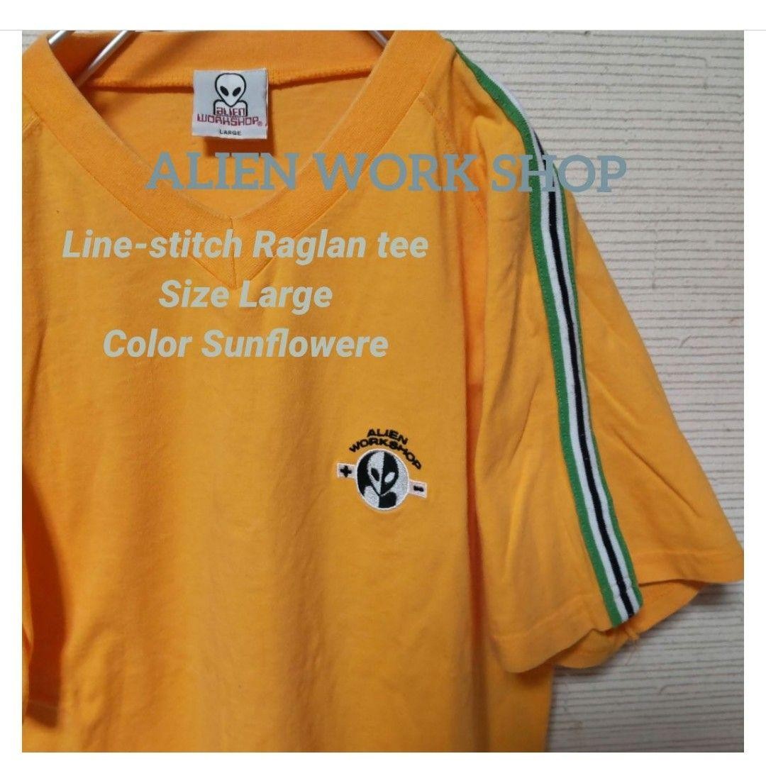 ALIEN WORKSHOP Line-Stitch Raglan Tee Size L Sunflower Yellow