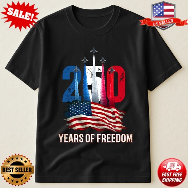 4th July America 250th Anniversary 250 Years of Freedom Fighter Jet T-Shirt S-5X gallery