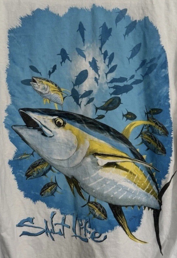 Salt Life Graphic Atlantic Tuna Shirt Mens Large Ocean Water Fishing w/Pocket*