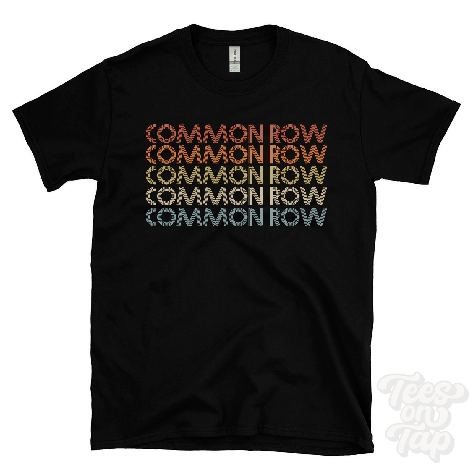 COMMON ROW REPEATED RETRO STYLE T-SHIRT mens & womens uk place name gift gallery