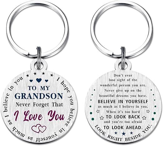 Grandson Graduation Gifts- Keychain for Grandson Father’s Day Birthday Christmas