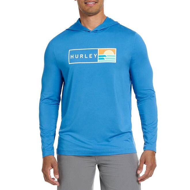 Hurley Men's Sunny Side Hybrid Stretch Hooded UV T-Shirt Size XXL Blue gallery