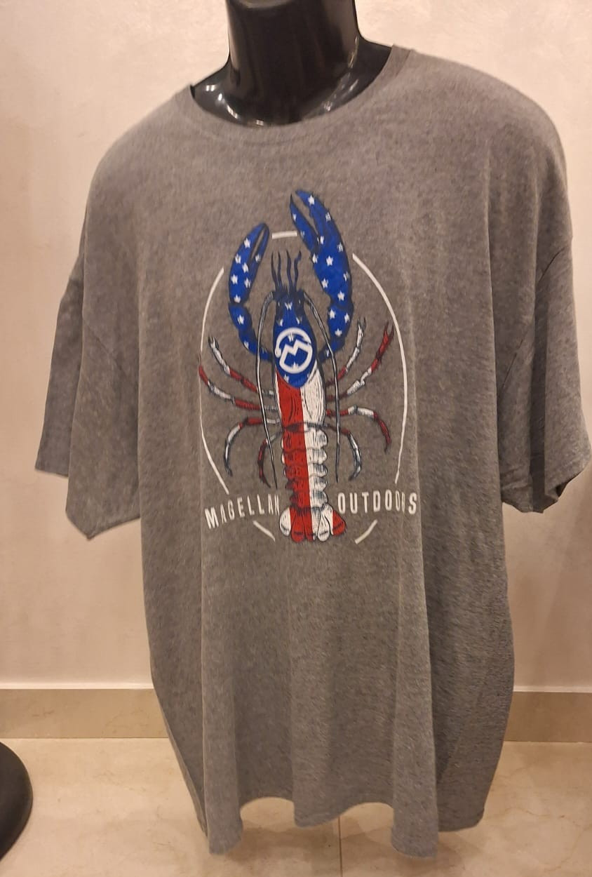 Magellan Outdoors Lobster Graphic T-Shirt Gray 2XL Delta Pro Weight Casual Tee gallery