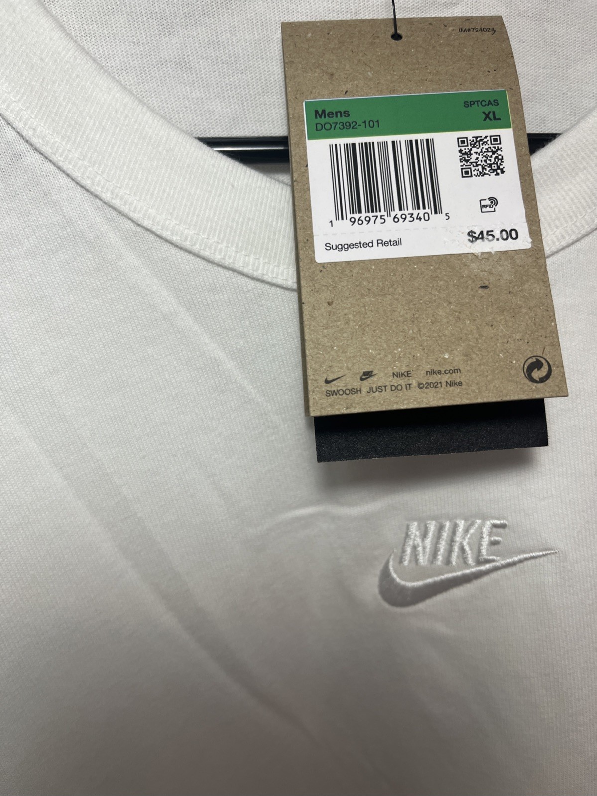Nike Men's NSW Prem Essential T-Shirt SS Crew Pure White Size XL NEW WITH TAGS gallery