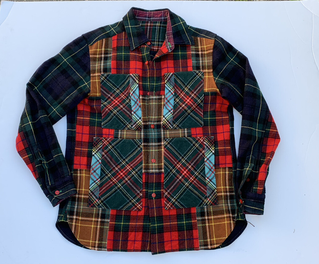 Comme Des Garçons Ganryu 2013 Fall/Winter Shirt Wool Rare Patchwork Flannel Sz S