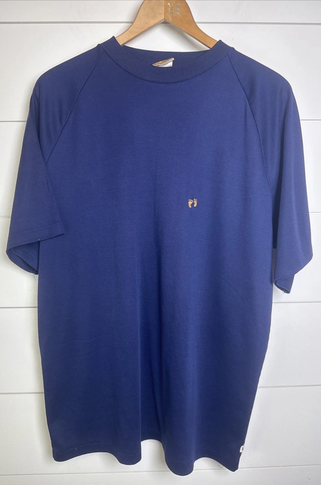Vintage 70s HANG TEN Sz L Single Stitch Tee Shirt Large Dark Blue Surfer Skater