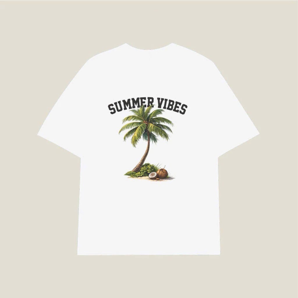 Summer Vibes Coconut Tree T-Shirt White Tropical Palm Graphic Tee Beach Vacation gallery