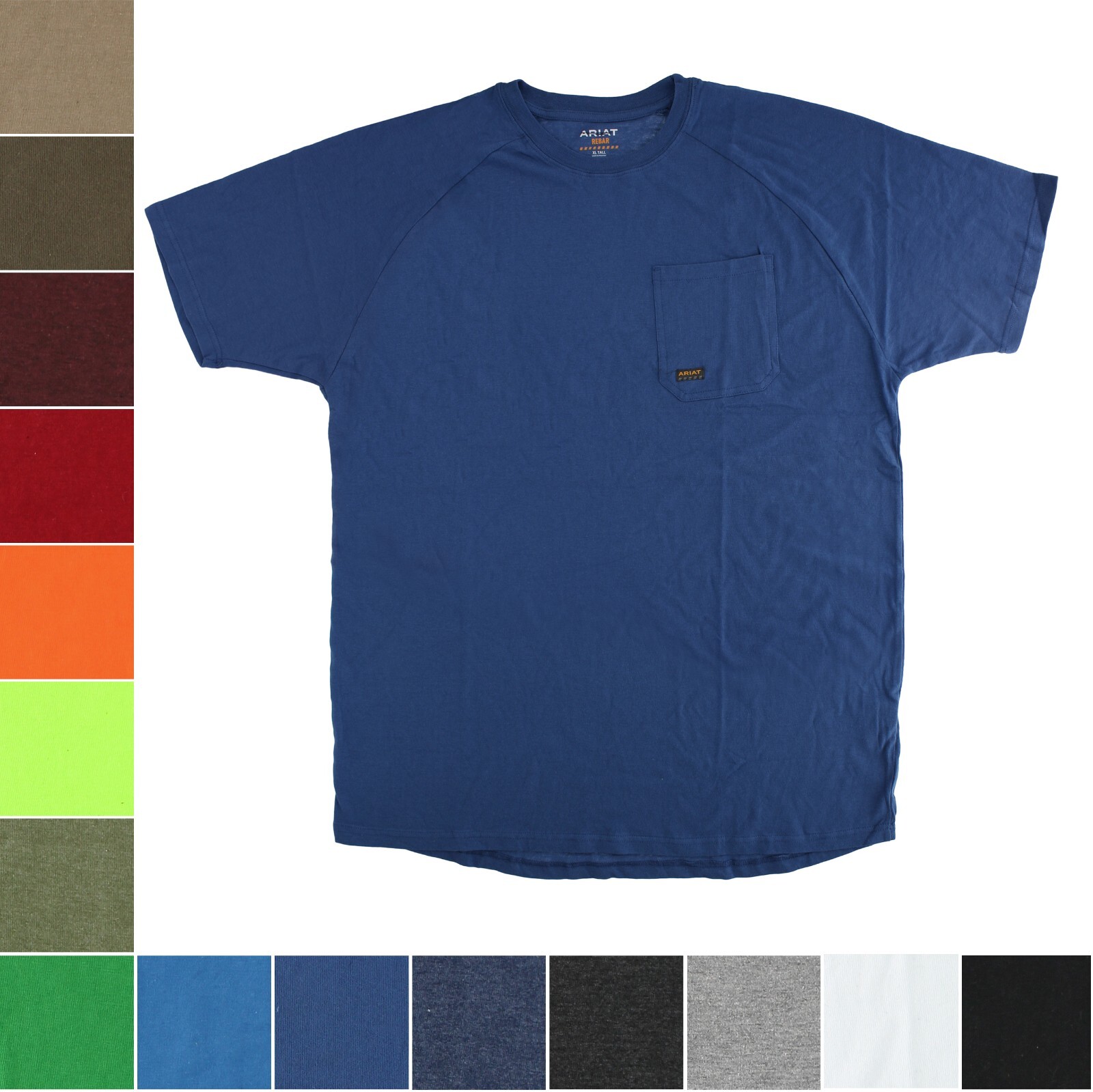 Ariat Rebar Men's T-Shirt Cotton Strong, Big & Tall Raglan SS Basic Pocket Tee gallery