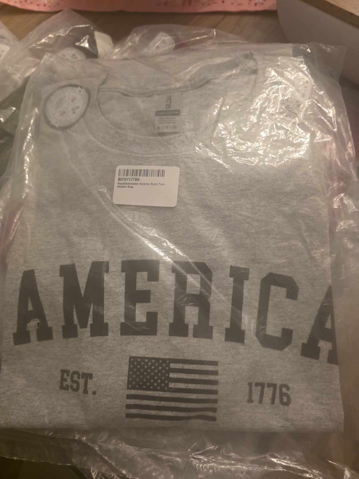 Rapid Dominance America Basic Tee Heather Gray Light Cotton Shirt Size XL