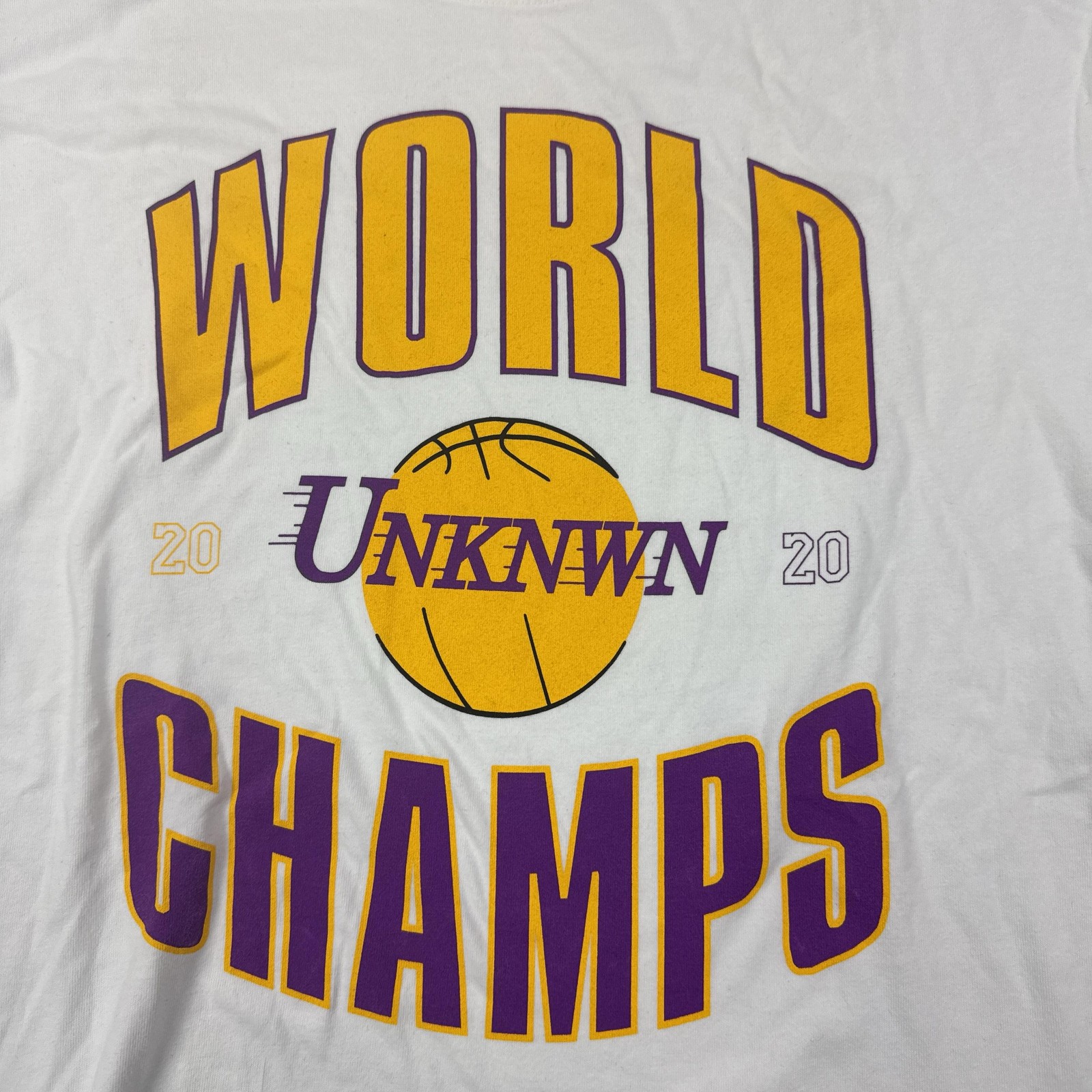 UNKNWN Shirt Mens Small White World Champs 2020 Basketball Graphic Tee Tagless gallery