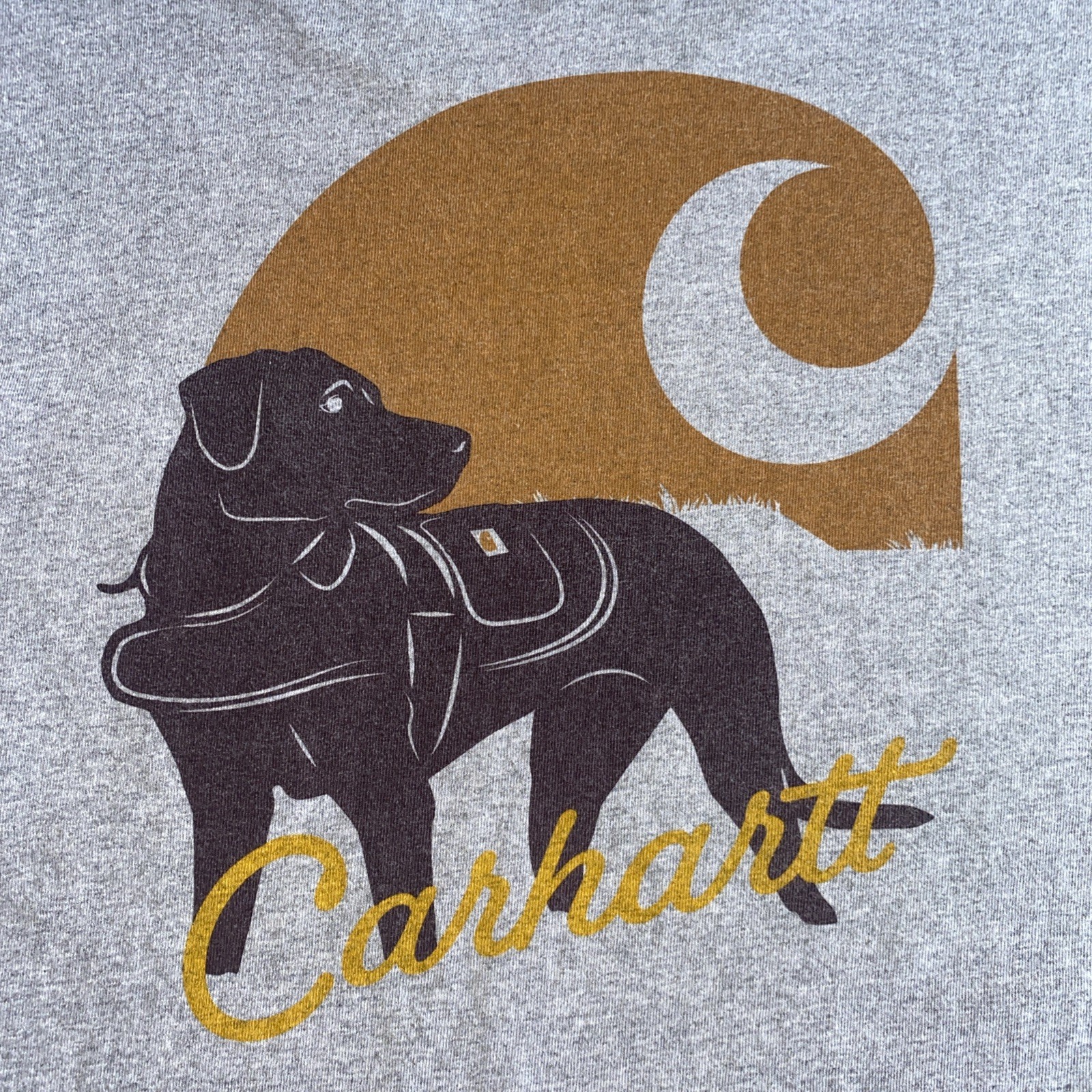 CARHARTT Shirt Mens 2XL XXL Gray Gold WORK WEAR Long Sleeve Pocket Tee Dog EUC gallery