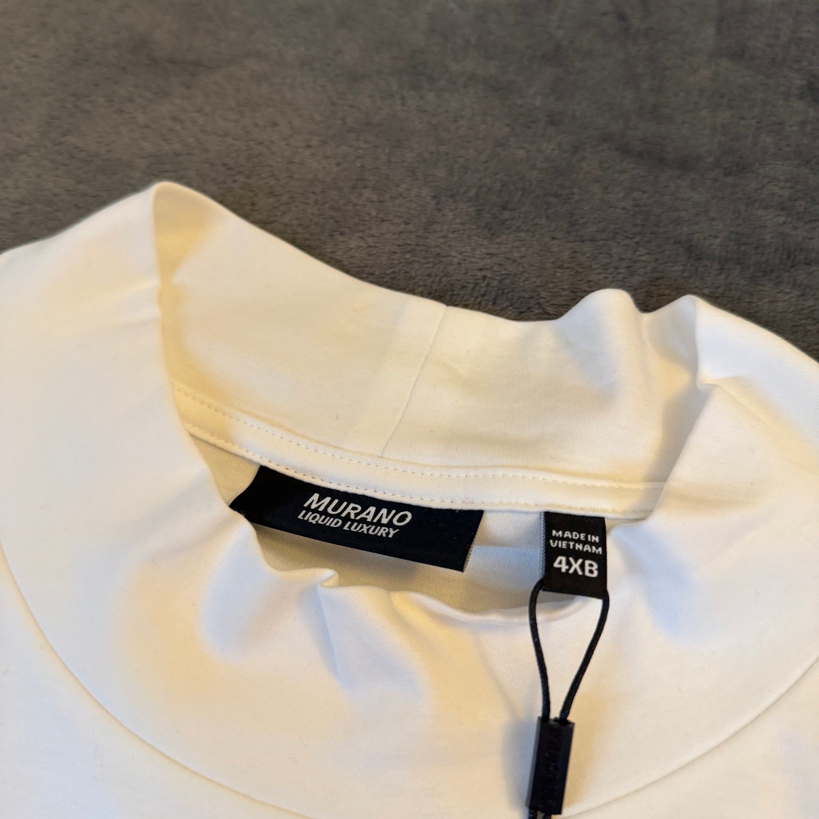 Murano Liquid Luxury Mock Neck Shirt Mens 4XB White Big and Tall Cotton gallery