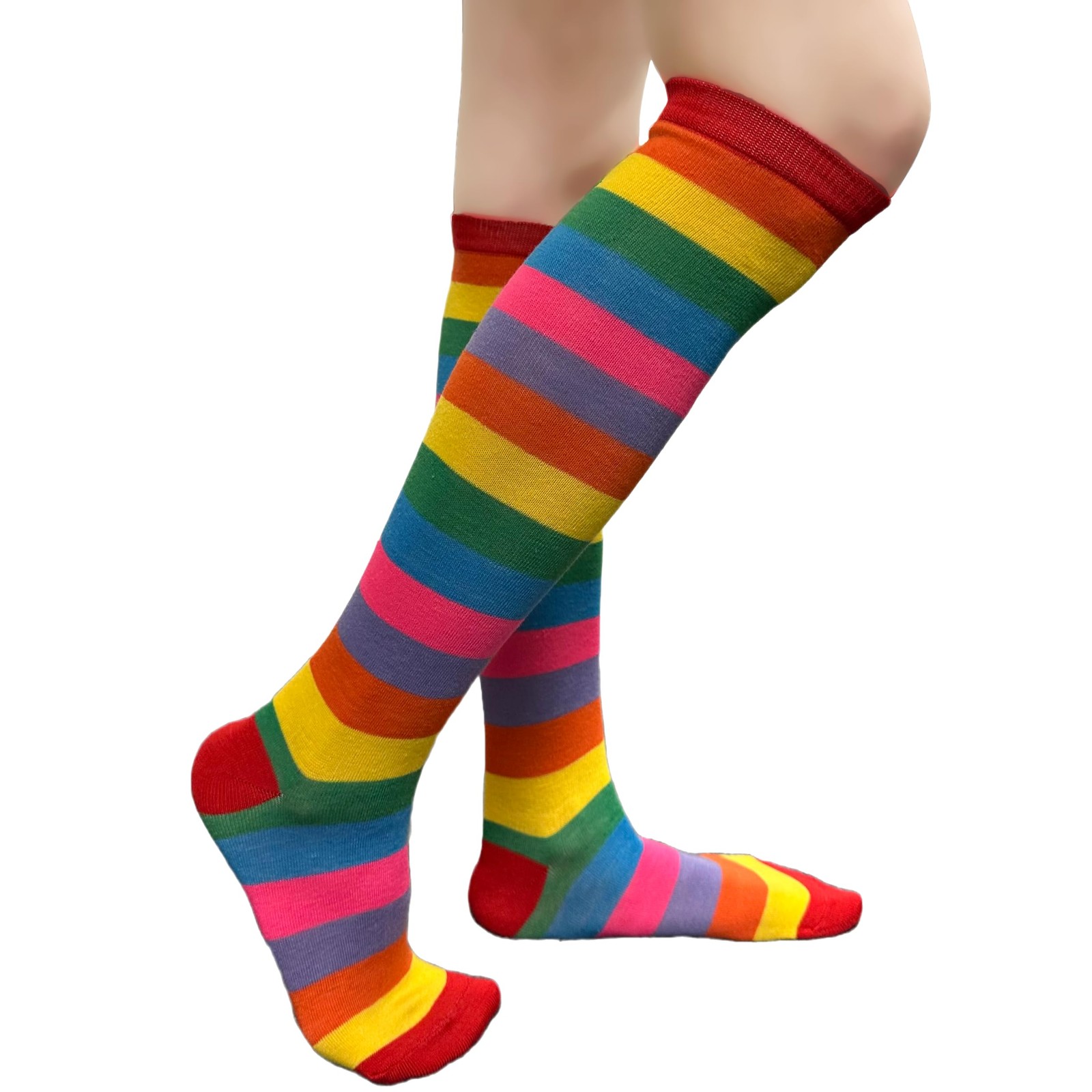 1 Pair Women Cotton Striped Activewear Knee-High Socks Tube Long Stretch