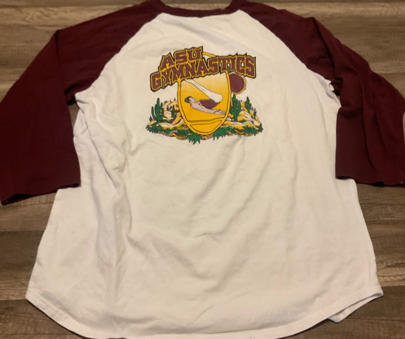 VTG SPORT TEK BASEBALL RAGLAN ASU GYMNASTICS GRAPHIC ( MENS M ) DISTRESSED gallery