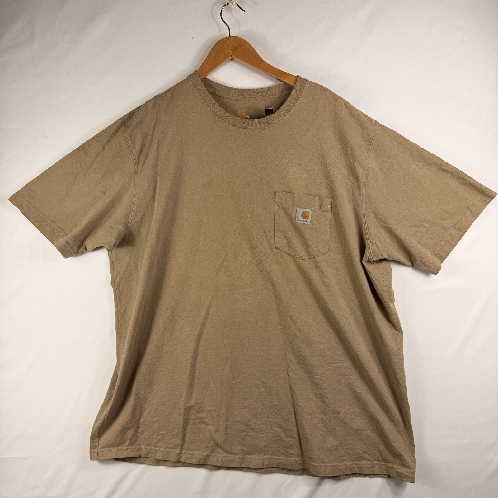 Carhartt T-Shirt Men’s 2XL Original Fit Beige Short Sleeve Pocket Tee