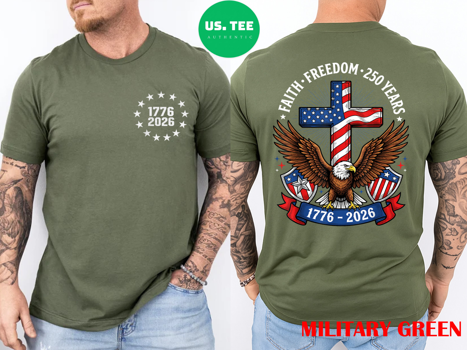 250th Anniversary USA Faith Freedom 4th of July Patriotic 2 Sides T-Shirt gallery