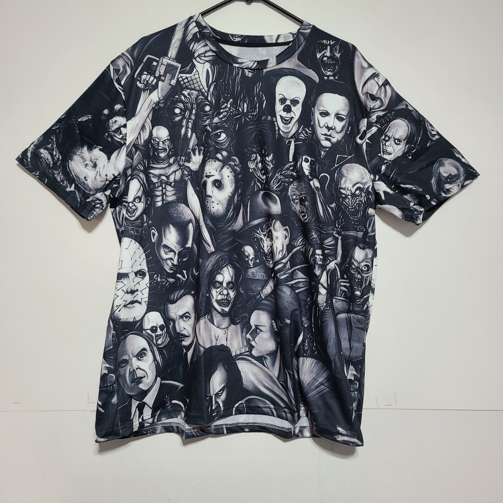 Horror Characters T-shirt Casual Street Style Stretch Round Neck Size XXL.