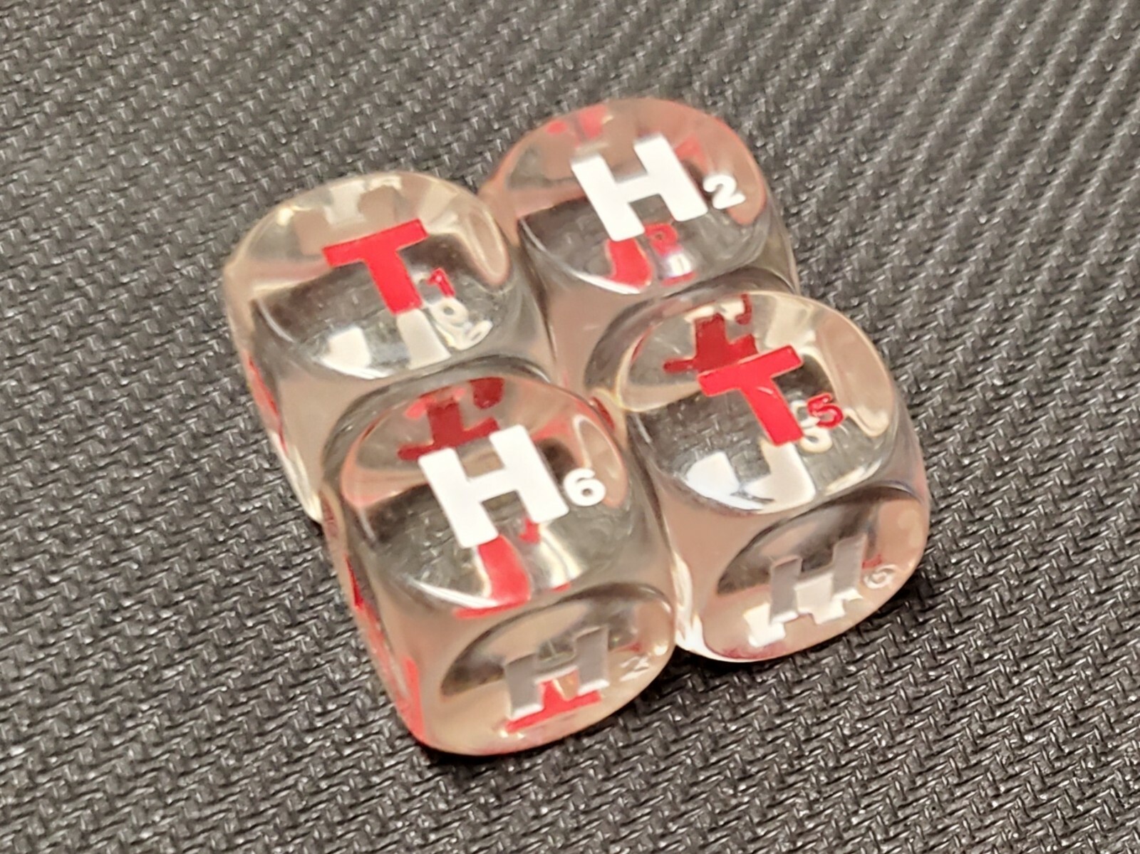 4x Heads & Tails 6 Sided Dice With Numbers / Great for Pokemon TCG! / 16mm d6