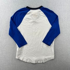 Hollister Men Medium Henley Raglan Baseball Shirt Blue White 3/4 Sleeve Y2K Surf