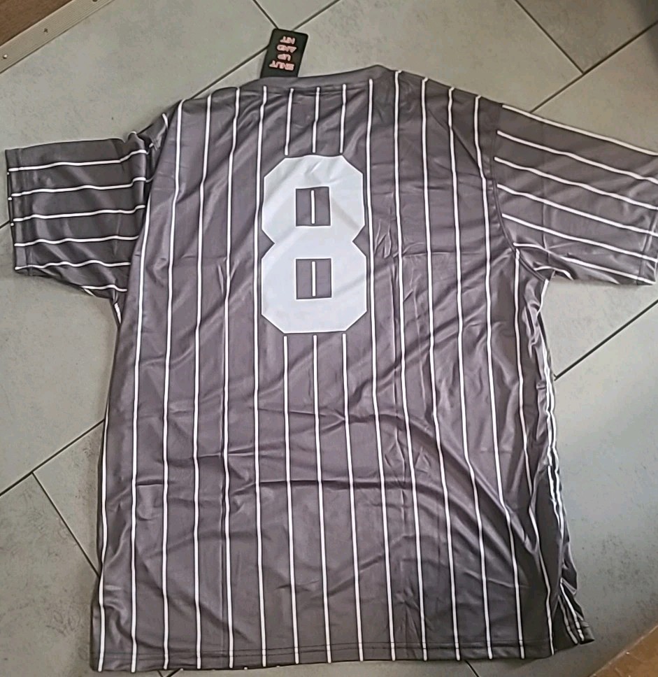 Short Porch Softball Shirt Dark Grey And White Striped practice jersey gallery