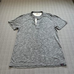 Faherty Slub Henley Tee Shirt Mens Small Gray Short Sleeve Soft Stretch Casual *