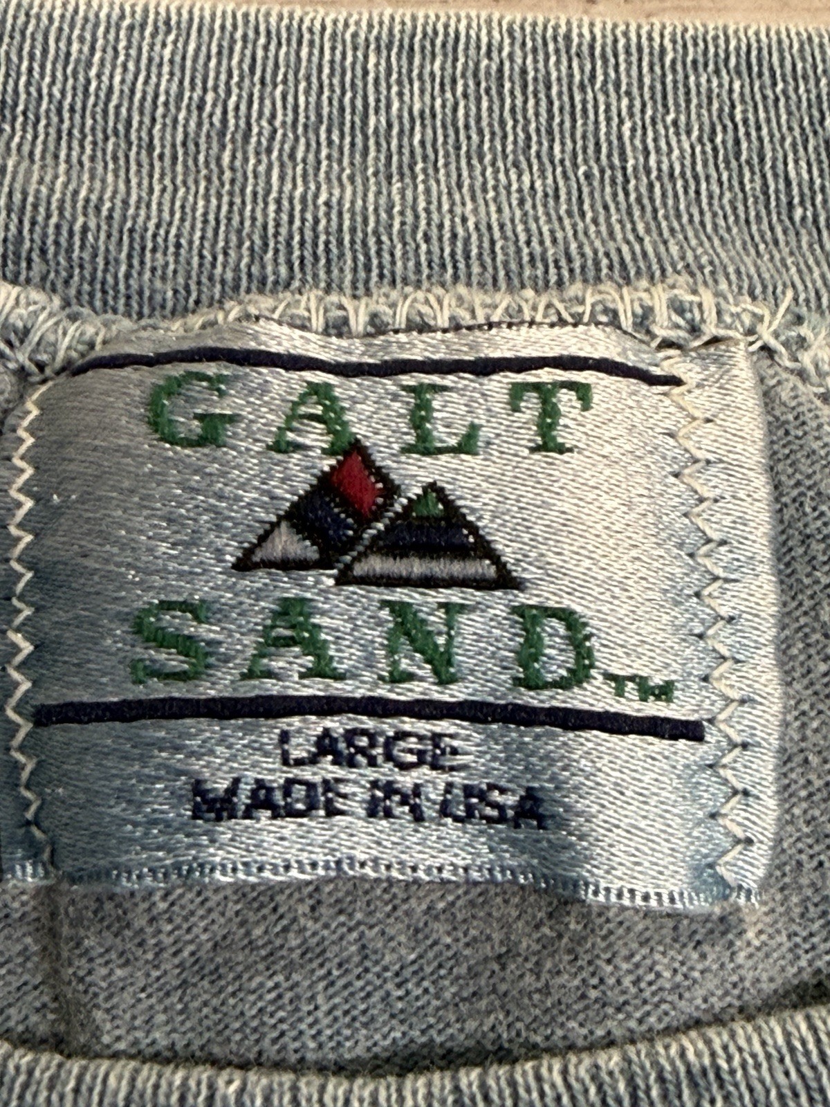Vintage Faded Blue Short Sleeve Pocket T-Shirt Made in USA Galt Sand Mens Large gallery