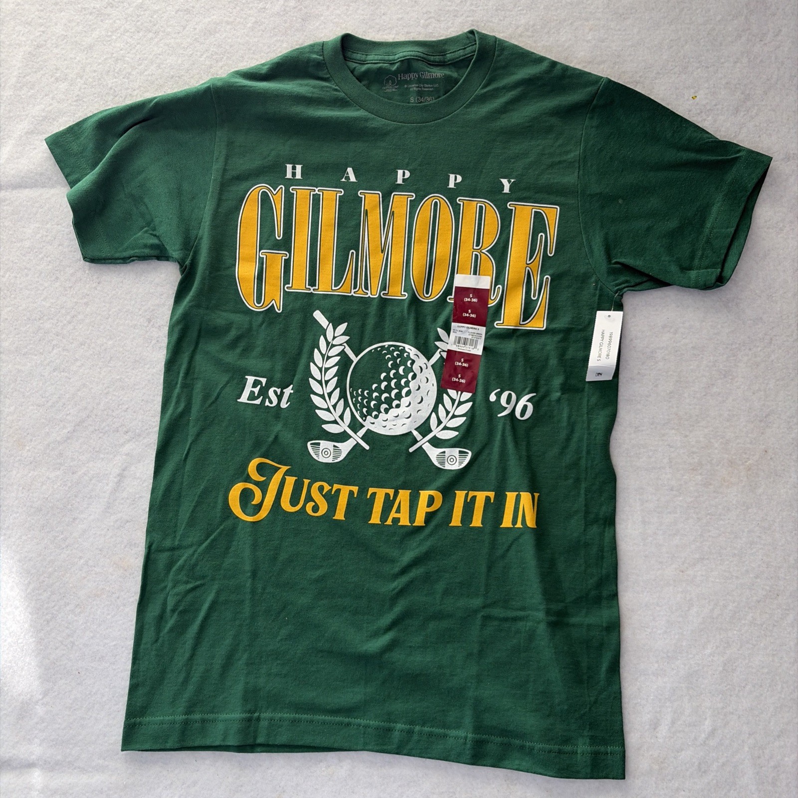 “Just tap it in” Happy Gilmore Green Short Sleeve T-Shirt Size Small 34-36 Nwt gallery