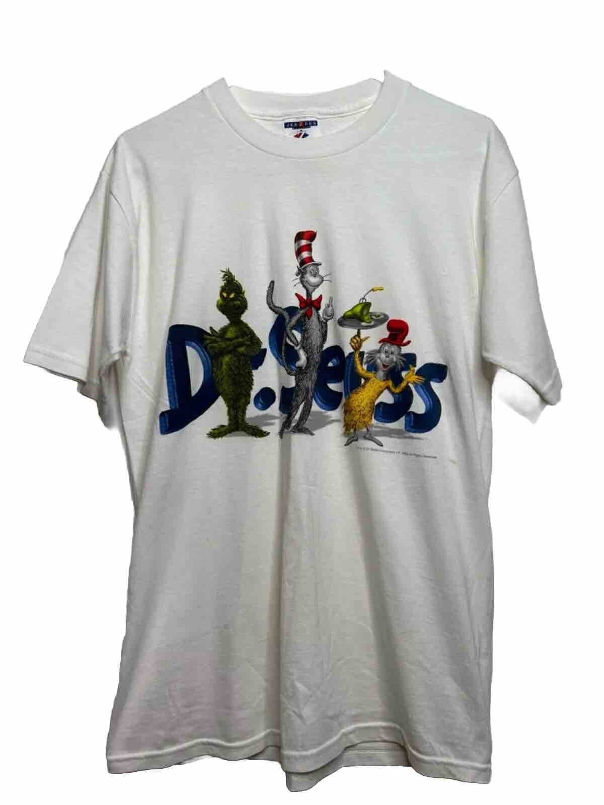 Jerzees Men Size M White Short Sleeve Dr Seuss 1999 Shirt Double Stitch Stained gallery