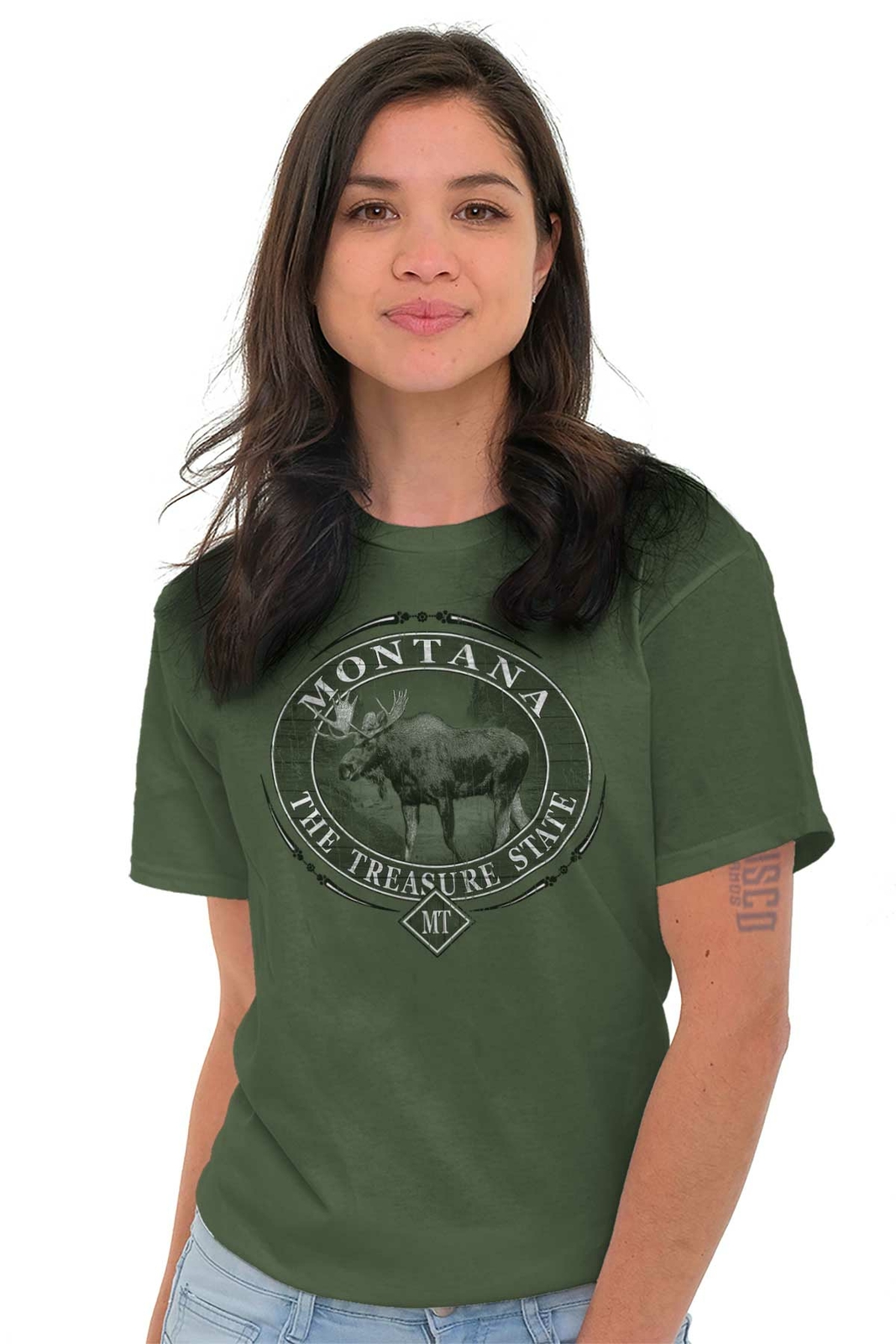 Montana Treasure Mountain Moose Wildlife MT Adult Short Sleeve Crewneck Tee gallery