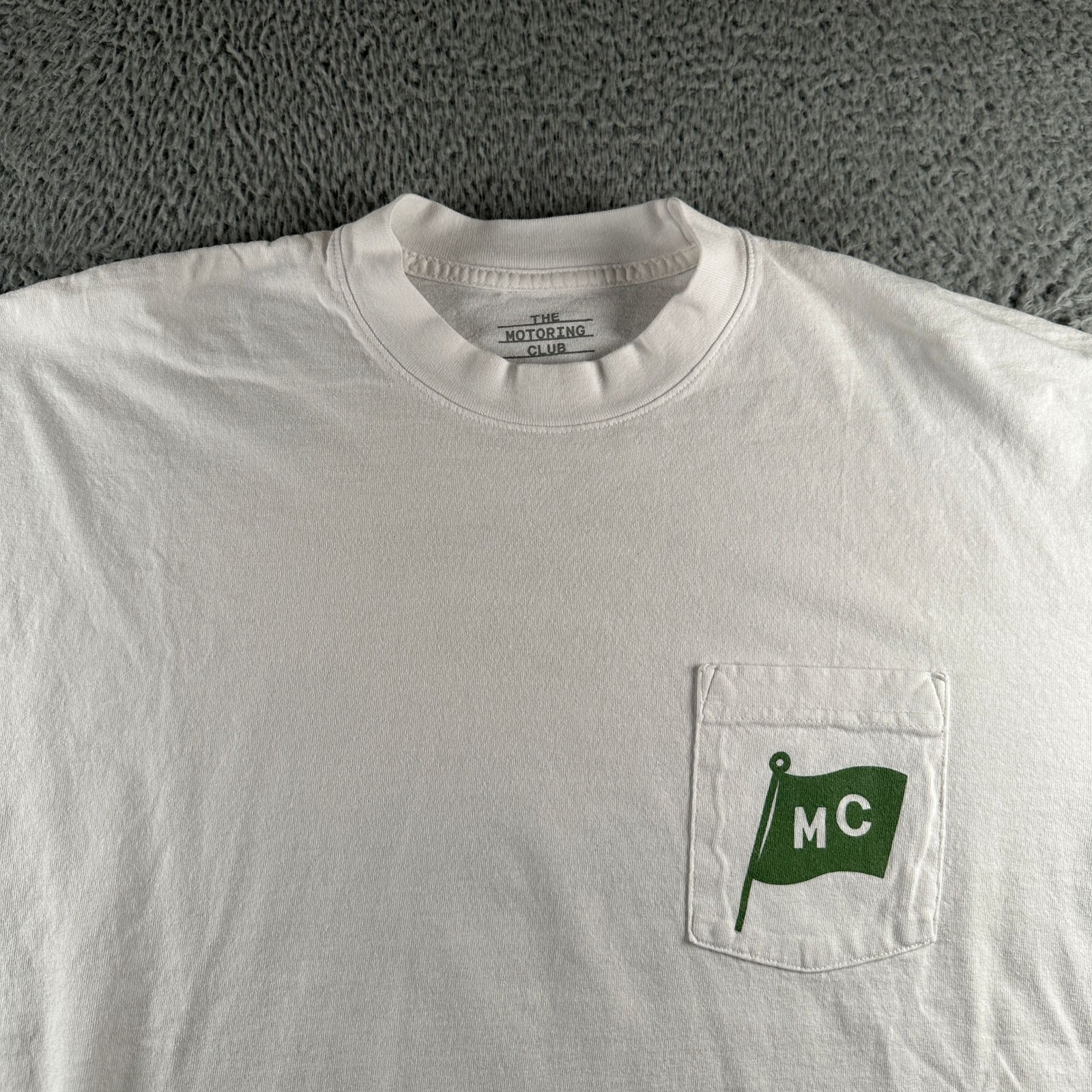 The Motoring Club Shirt Mens L Pocket VW Bus Graphic Back Print White Kindred gallery