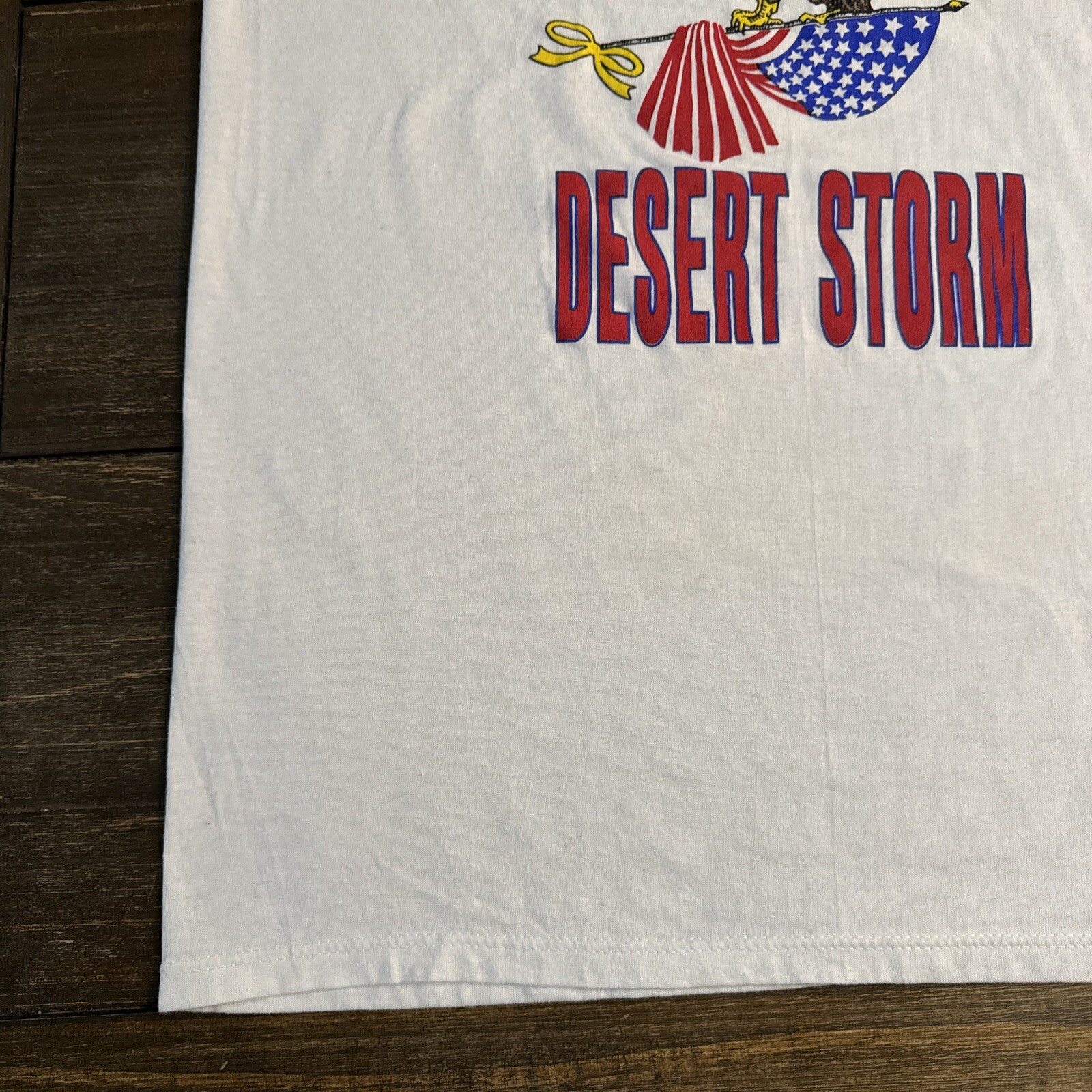 Support Our Troops Desert Storm XL White T Shirt Single Stitch Vtg USA Eagle gallery