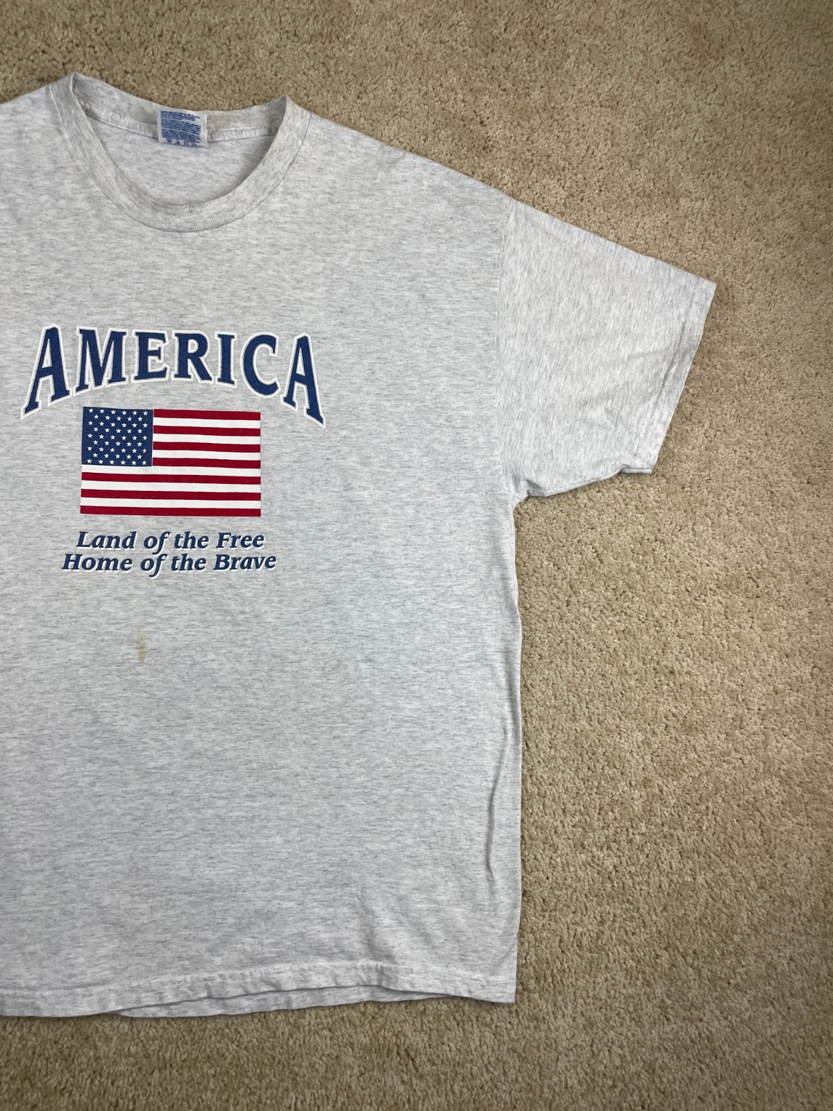 Vintage Hanes T-Shirt Mens XL America Land of the Free Home of the Brave Gray gallery