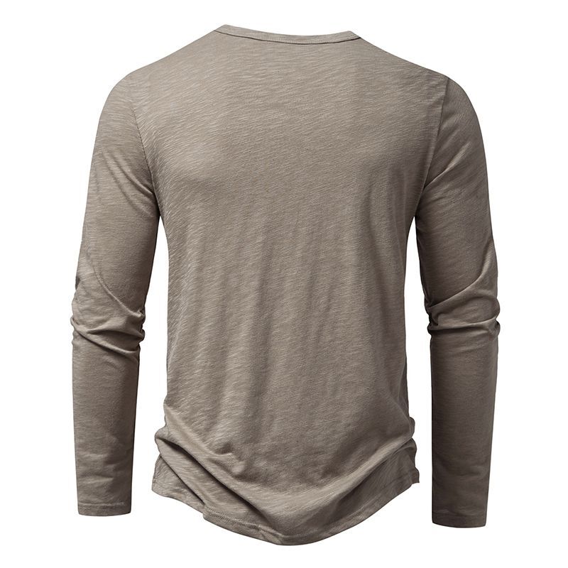 Cotton Henley Neck Shirt-Long Sleeve Button Top Tees Men's Casual Autumn Fashion gallery