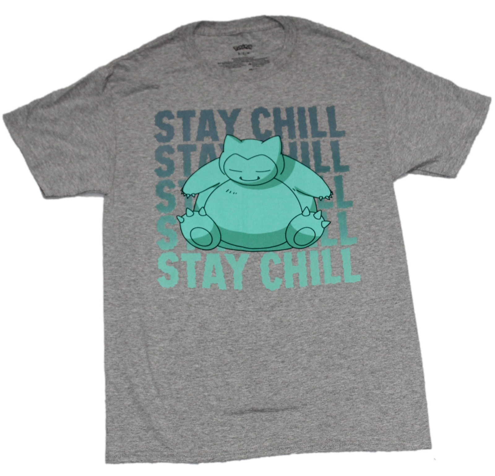 Pokemon New Adult T-Shirt - Snorlax Stay Chill Blue Print gallery