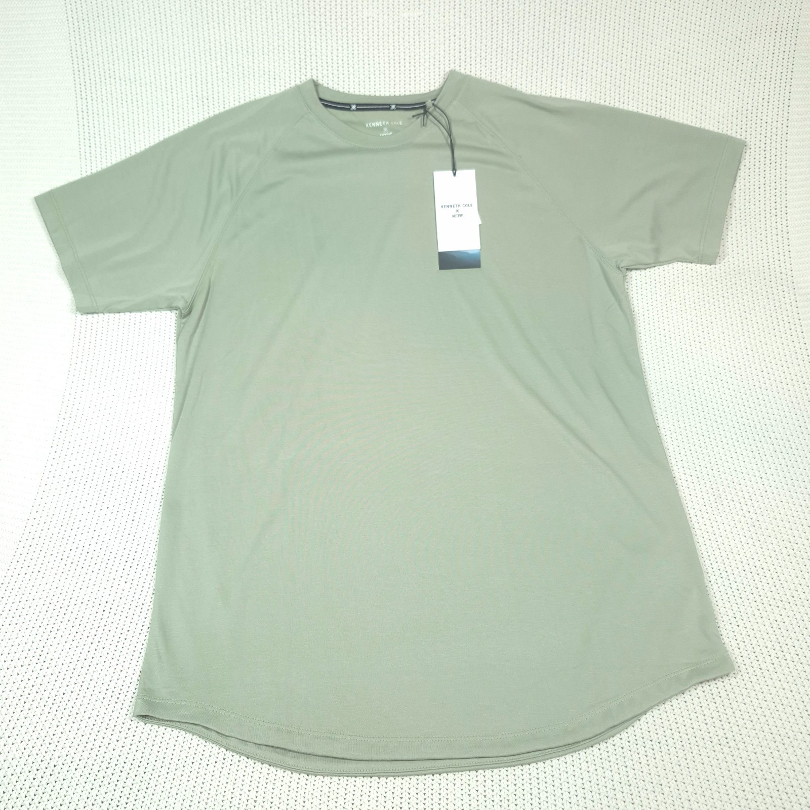 Kenneth Cole Tech SS Tee Shirt Sz L Seagrass Modal Blend Stretch Soft Curved Hem gallery